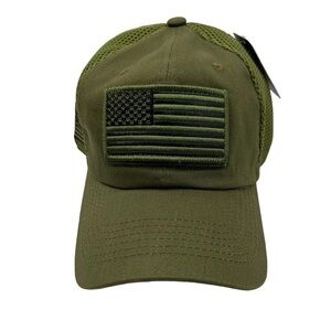 NWT DK Accessories Green AMERICAN FLAG Detachable Patch Premium Baseball Cap Hat